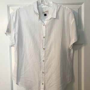 White collared, short sleeve blouse